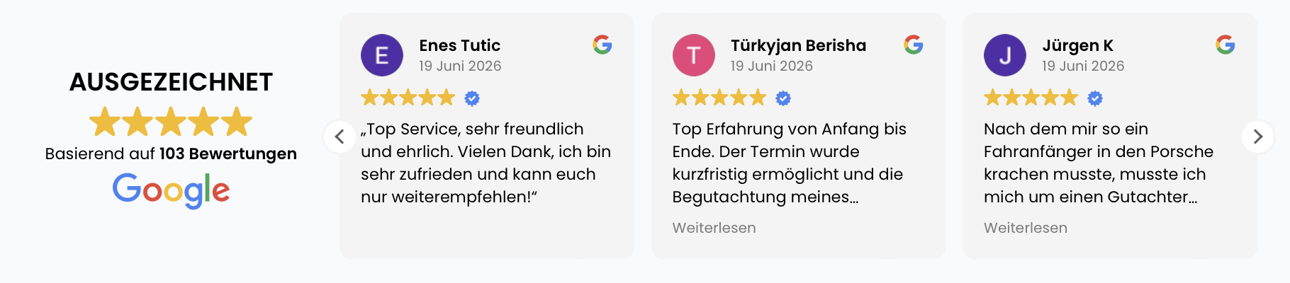 Google Bewertungen – KFZ Meister Gutachten Berlin